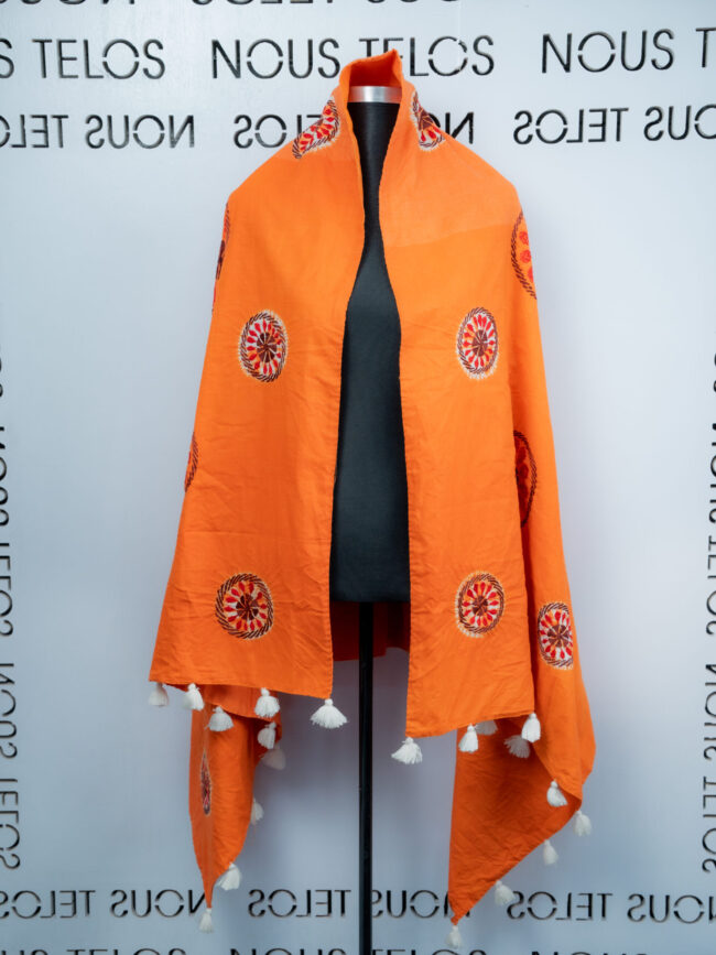 Shawl Nakshi Embroidered (Bright Orange)