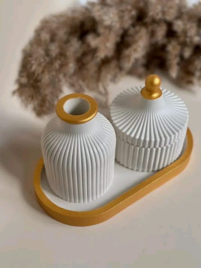 White & Golden Gypsum Showpieces