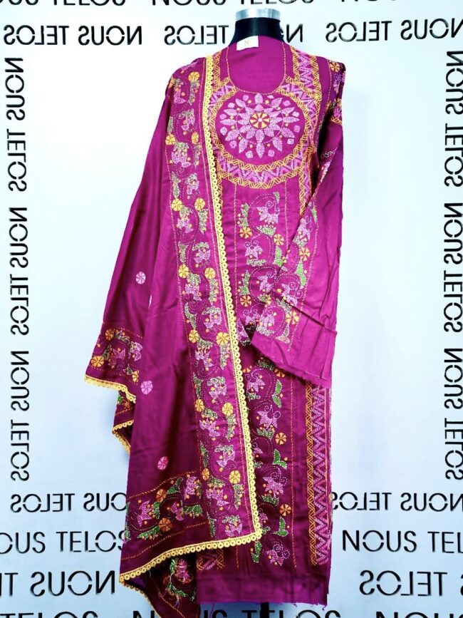 Nakshi Hand embroidered Unstitched Cotton 2-piece 5