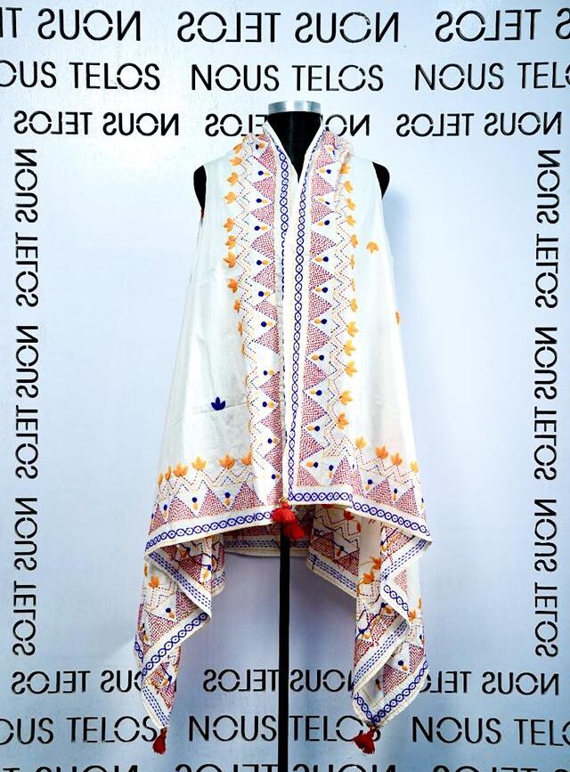 White hand Embroidered Cotton Shrug 8