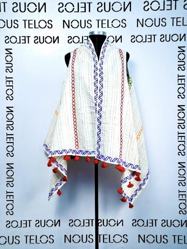 White hand Embroidered Cotton Shrug 1