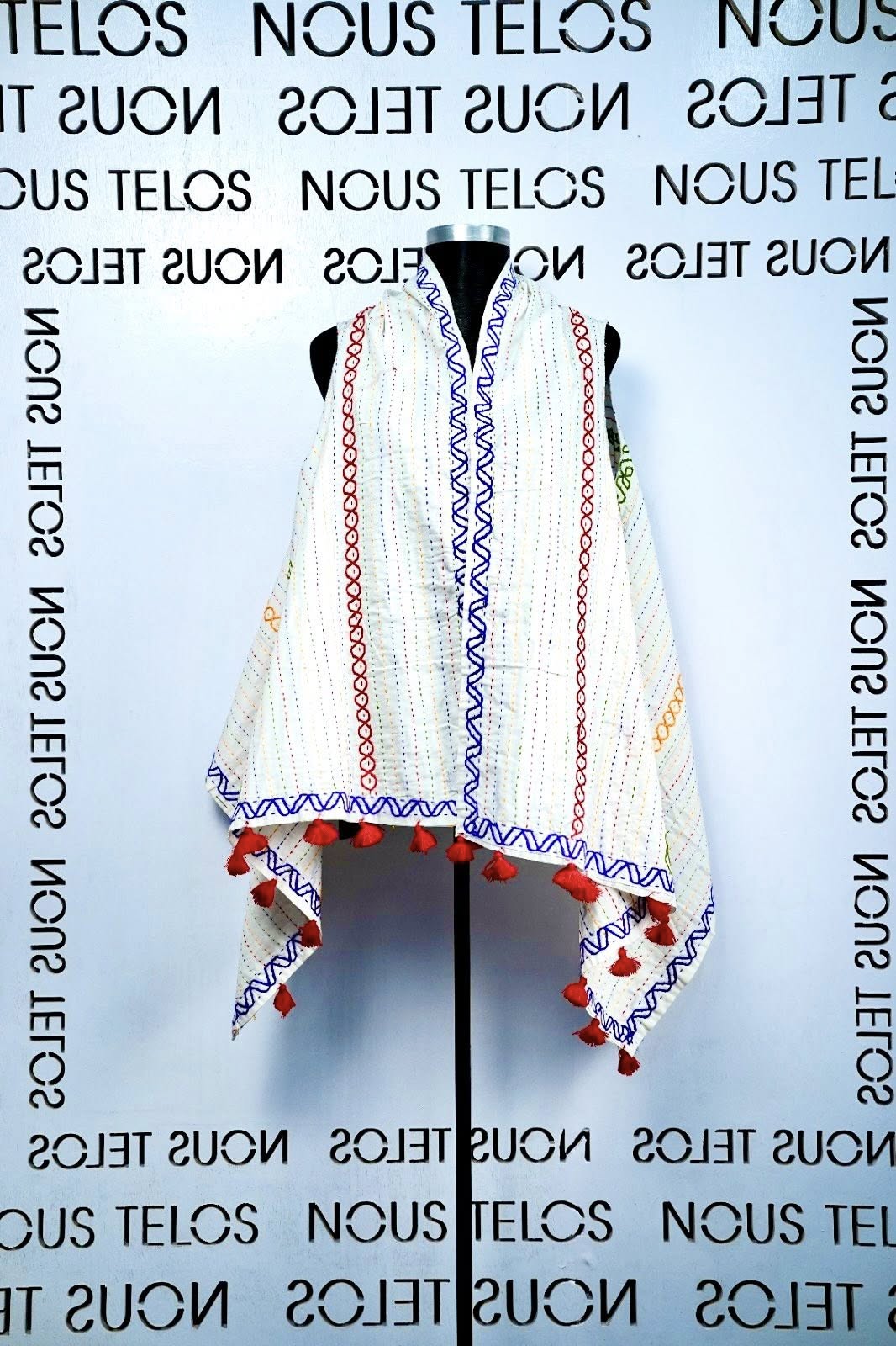 White hand Embroidered Cotton Shrug 1