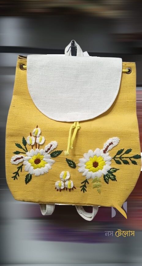 Yellow Embroidered Purse for Women 3