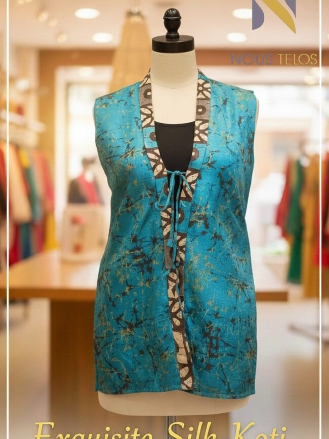 Sleeveless Feroza Printed silk koti for Women