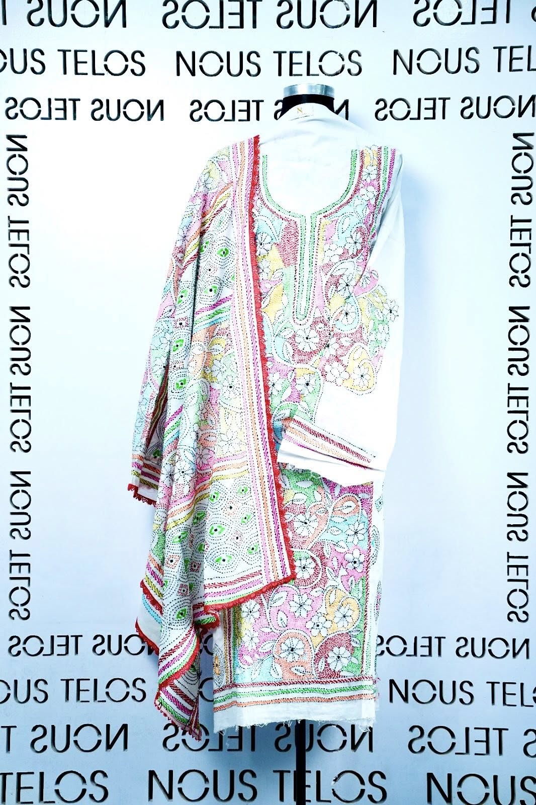 Nakshi Hand embroidered Unstitched Cotton 2-piece 1