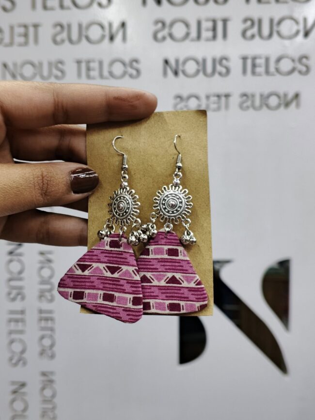 Brass Silver Wooden Earing for Women 4