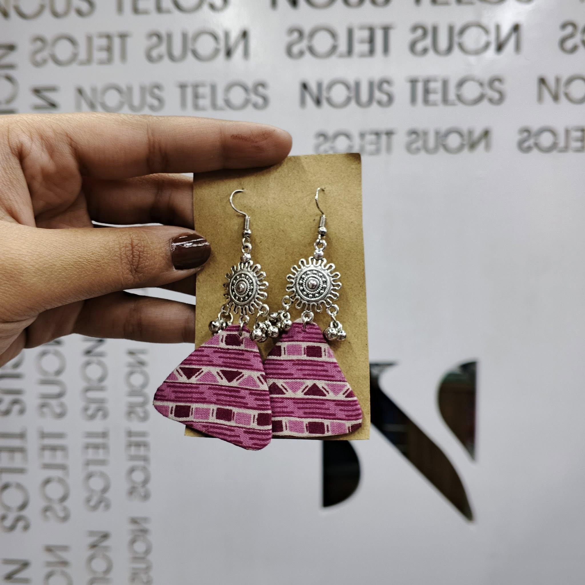 Brass Silver Wooden Earing for Women 4