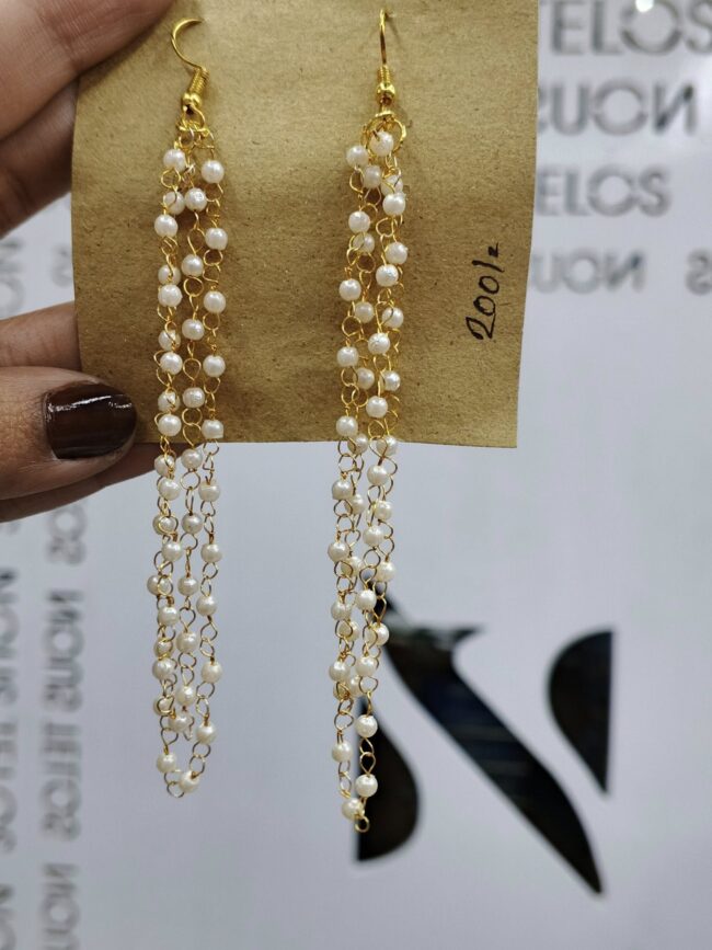 Pearl Long Tassel Strand Earrings for Women 13