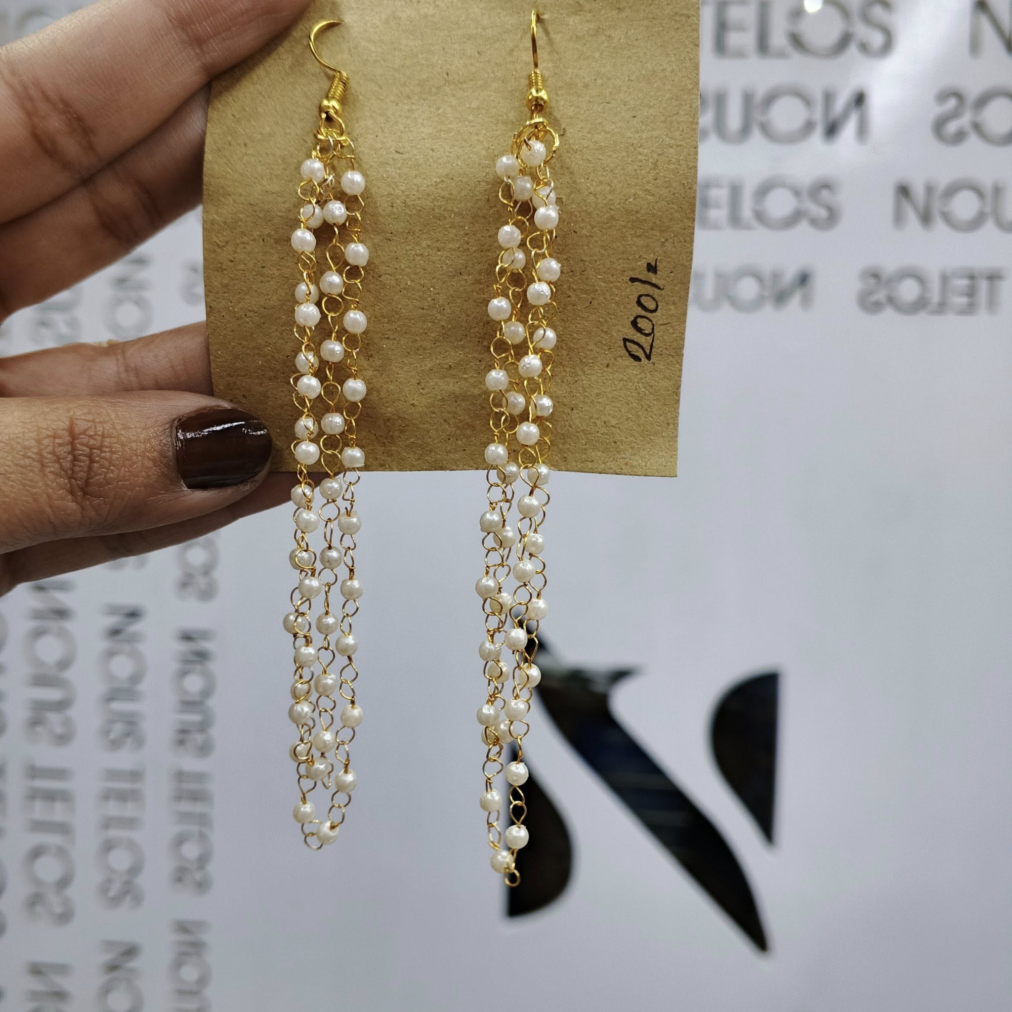 Pearl Long Tassel Strand Earrings for Women 13