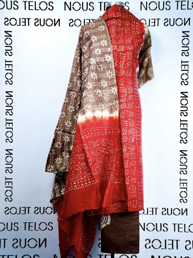 Block Batik Printed Unstitched Cotton Shalwar Kameez 2