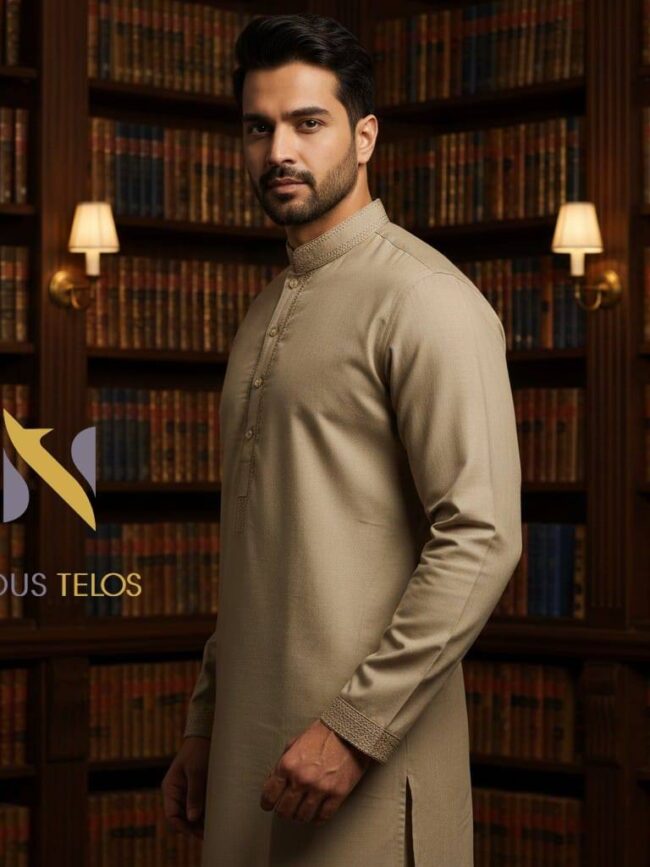 Golden Embroidered Cotton Panjabi 14