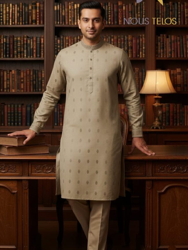 Golden Embroidered Silk Panjabi 23