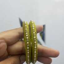 Green Thread Bangle with Pearle & Stone work for Women