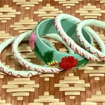 Mint Green Thread Bangle with Hand work for Women