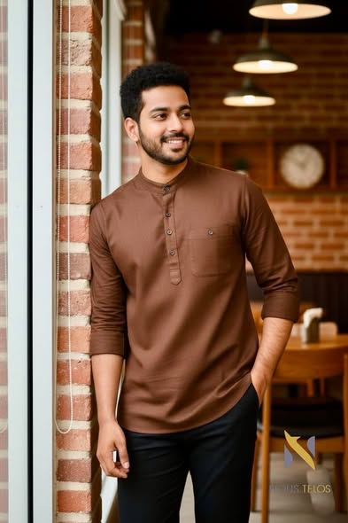 Brown Full Sleeve Katua Fitted Shirt 1
