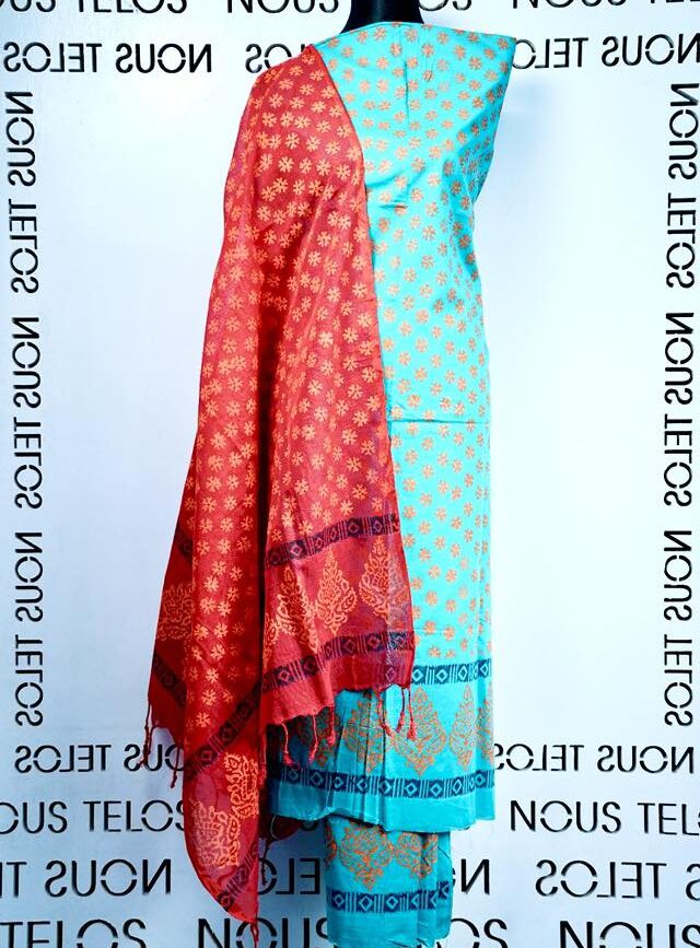 Printed Red with Feroza Cotton Shalwar Kameez Fabric Set