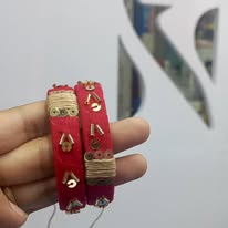 Red Thread Bangle with Golden work for Women