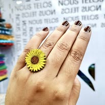 Yellow Wooden Ring 22 for Women