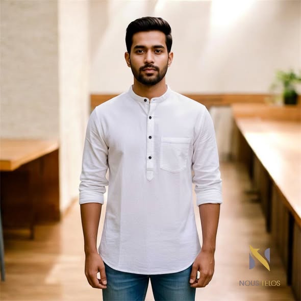 White Full Sleeve Katua Fitted Shirt 2