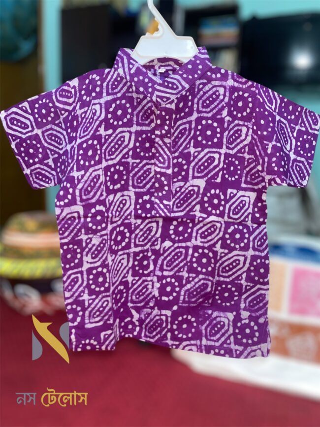 Purple Batik Printed Cotton Baby shirt 8