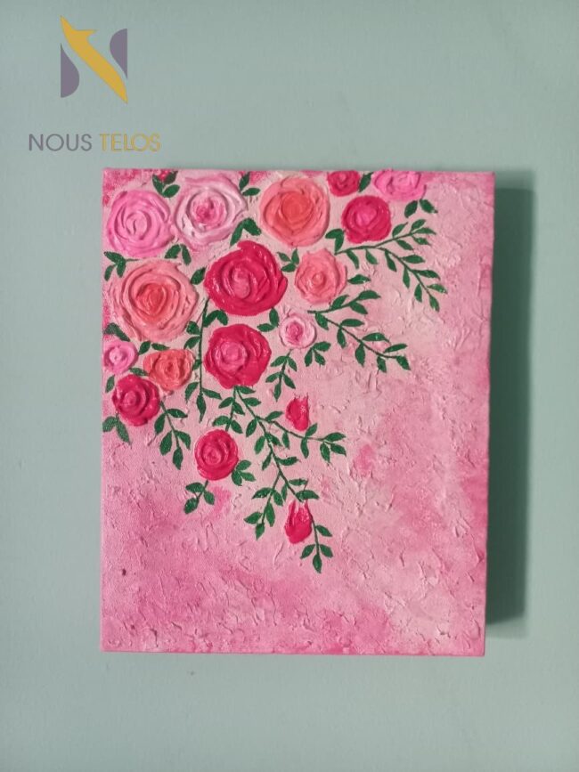 Flower Painting with Pink Background 4
