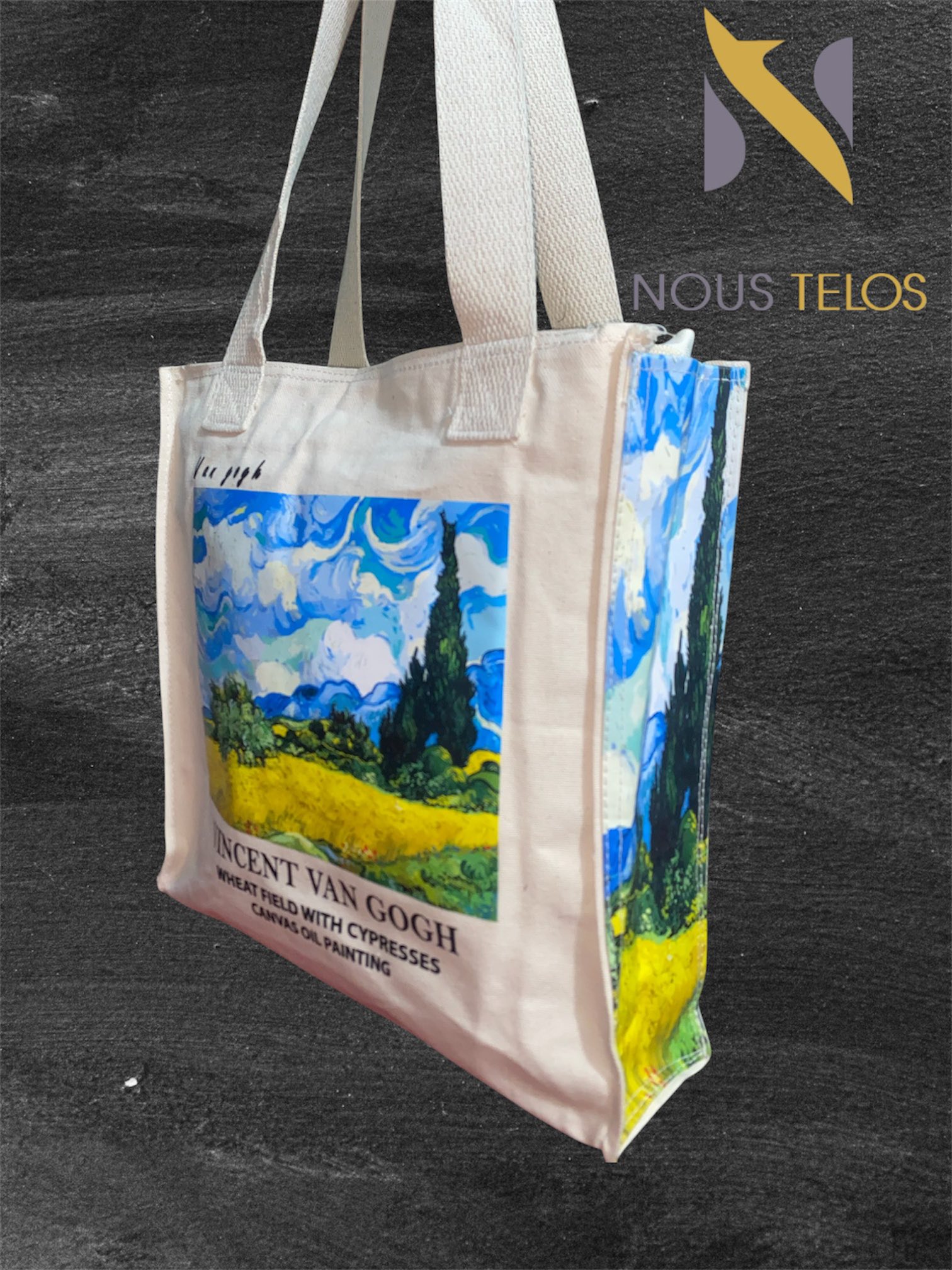 White Printed Jute Bag 9