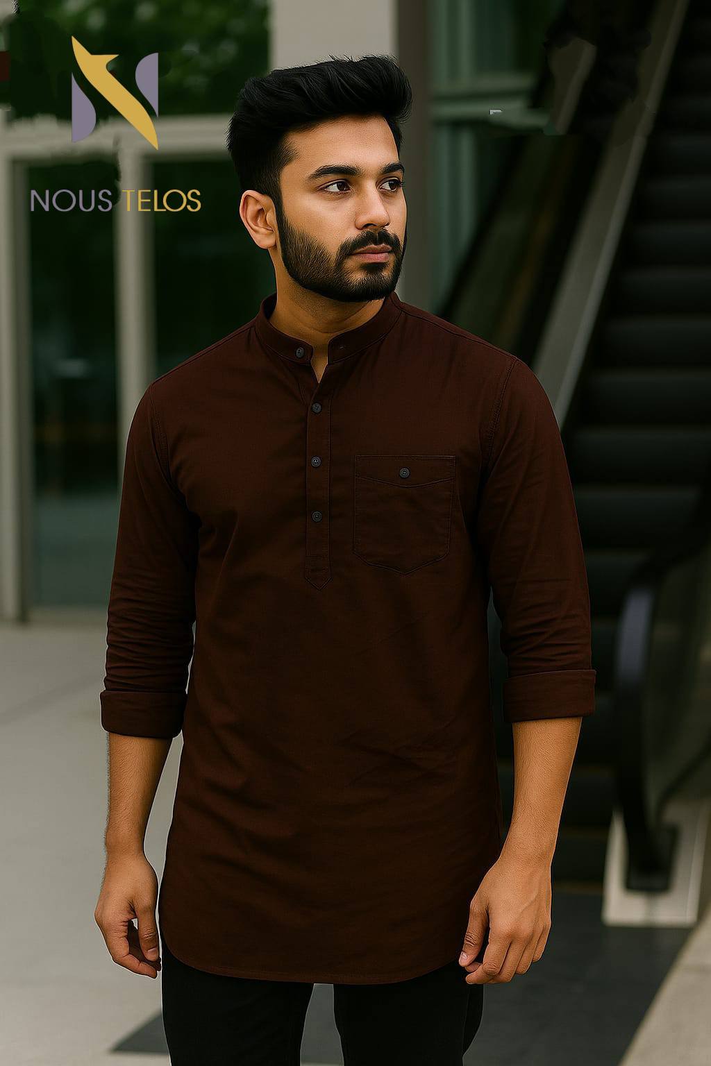 Maroon Full Sleeve Katua Fitted Shirt 7