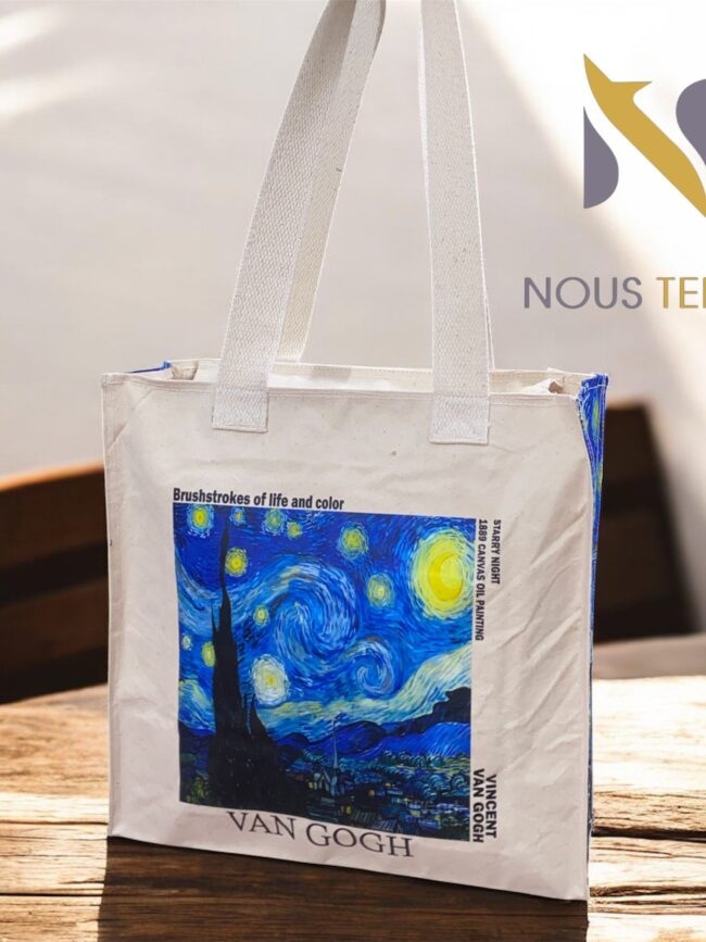 White Printed Jute Bag 8