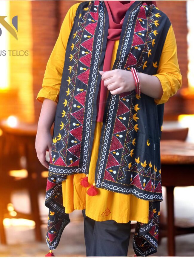 Black hand Embroidered Cotton Shrug 12