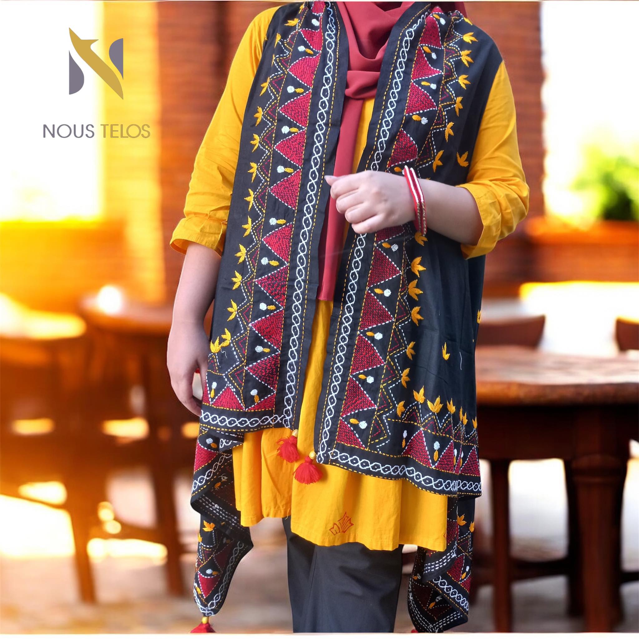 Black hand Embroidered Cotton Shrug 12