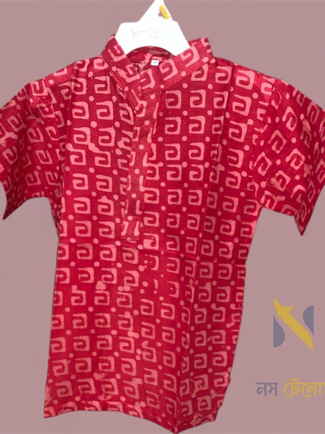 Red Batik Printed Cotton Baby shirt 1