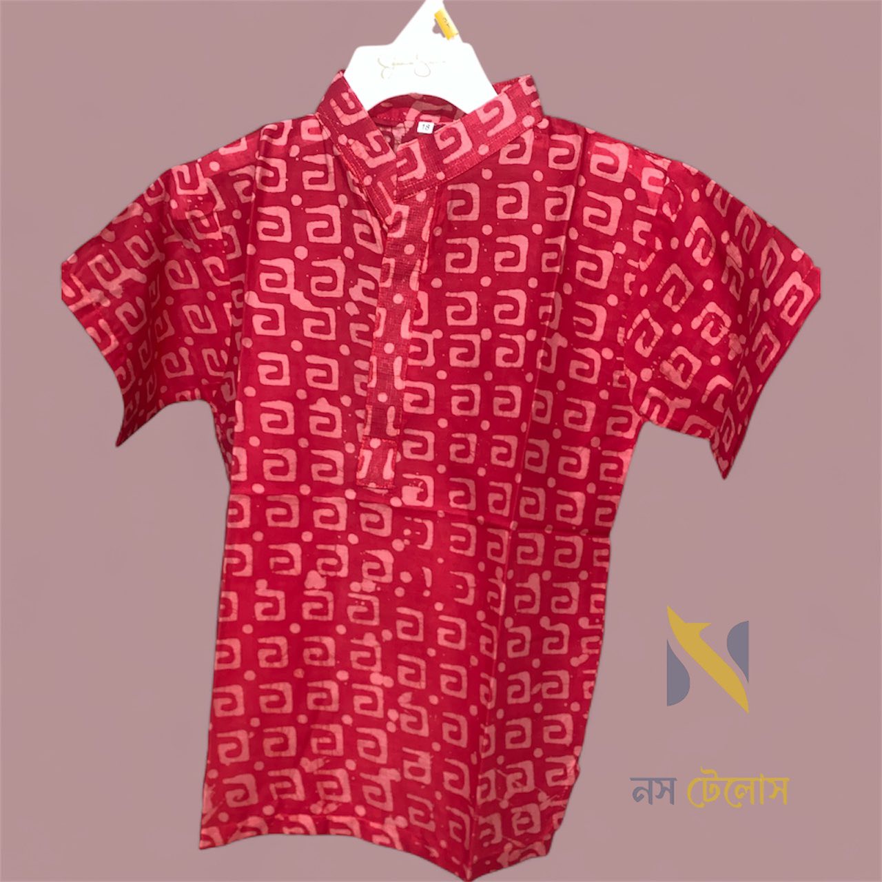Red Batik Printed Cotton Baby shirt 1