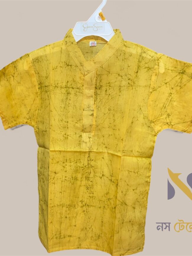 Yellow Batik Printed Cotton Baby shirt 2