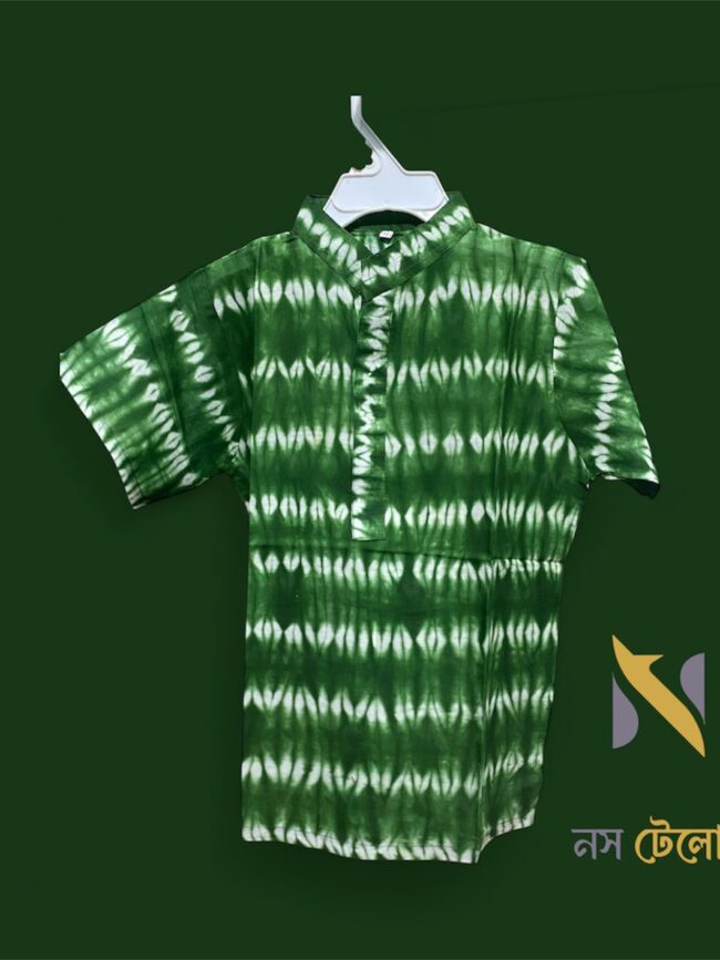 Green Batik Printed Cotton Baby shirt 3