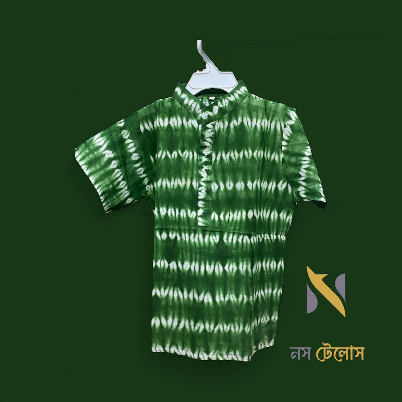 Green Batik Printed Cotton Baby shirt 3